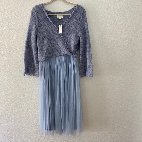 Anthropologie Maeve Layered Arasbeque Dress Blue size L - Picture 5 of 16